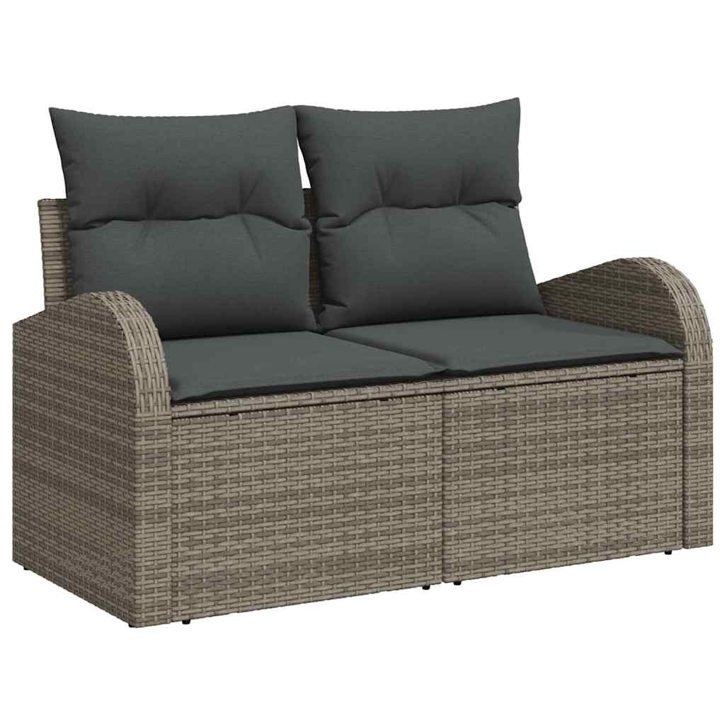 Garten-Sofa-Set mit Speicher 10 pcs Grau Poly Rattan